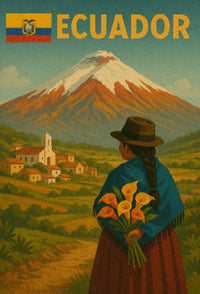 Ecuadorian Volcano Nostalgia: Cultural Travel Poster PosterGoat