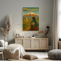 Ecuadorian Volcano Nostalgia: Cultural Travel Poster PosterGoat