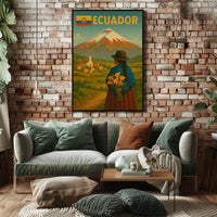 Ecuadorian Volcano Nostalgia: Cultural Travel Poster PosterGoat