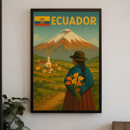 Ecuadorian Volcano Nostalgia: Cultural Travel Poster PosterGoat