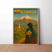 Ecuadorian Volcano Nostalgia: Cultural Travel Poster PosterGoat
