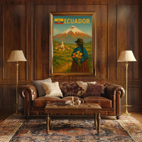 Ecuadorian Volcano Nostalgia: Cultural Travel Poster PosterGoat