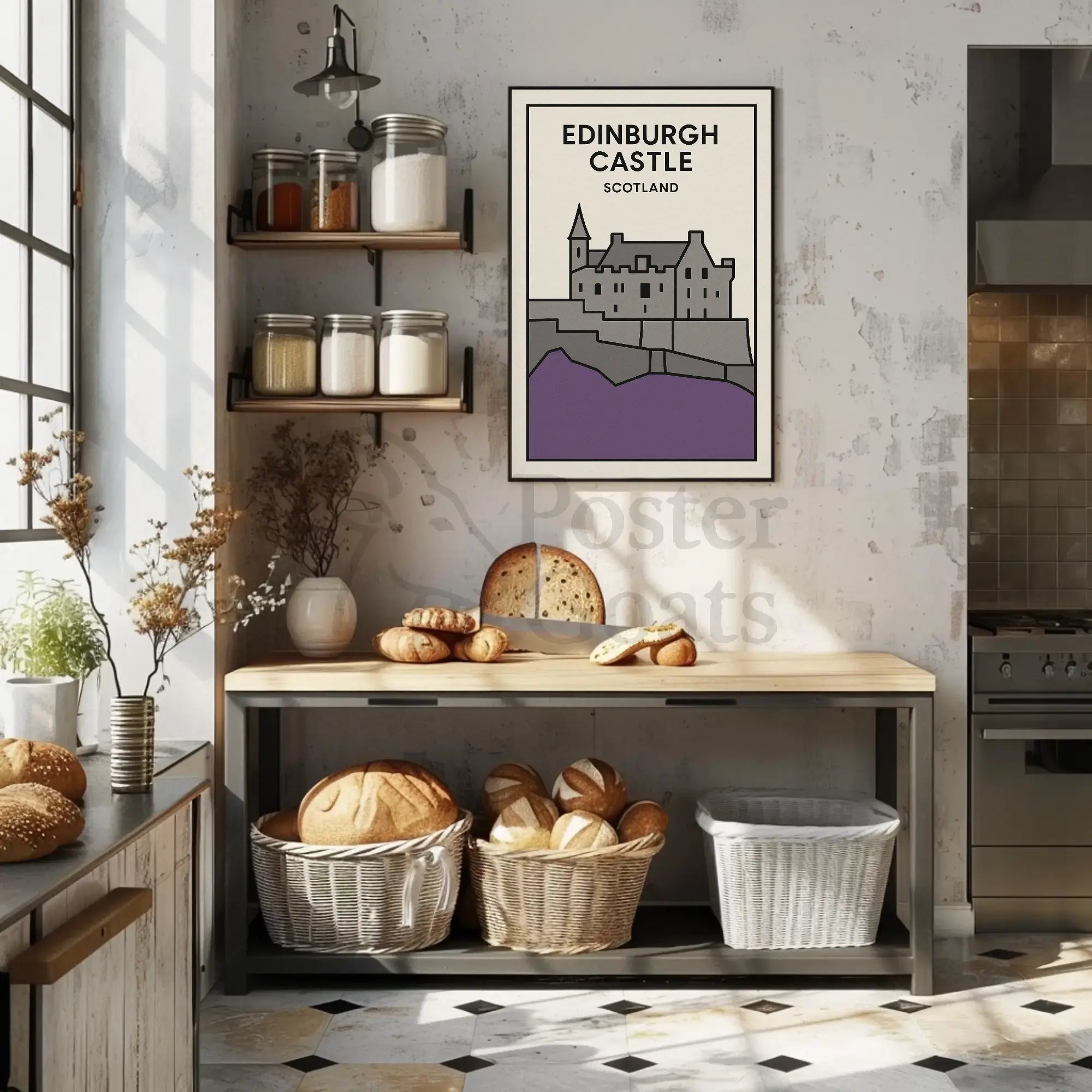 Edinburgh Castle Stunning Architectural Travel Poster PosterGoat