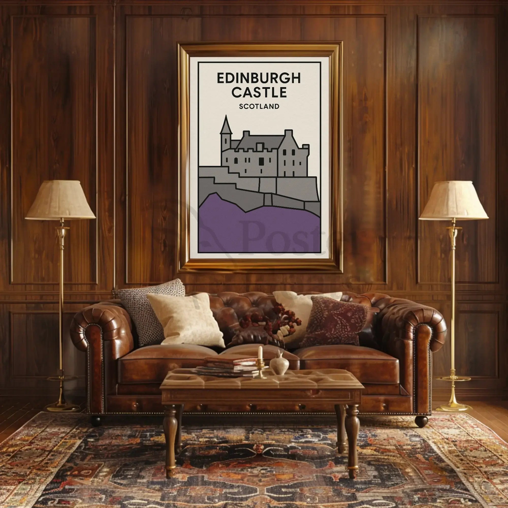 Edinburgh Castle Stunning Architectural Travel Poster PosterGoat