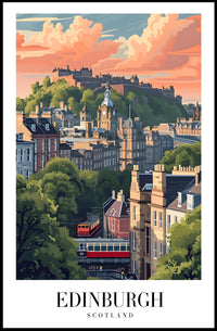 Edinburgh Cityscape Vintage Travel Poster PosterGoat