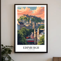 Edinburgh Cityscape Vintage Travel Poster PosterGoat