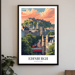 Edinburgh Cityscape Vintage Travel Poster PosterGoat