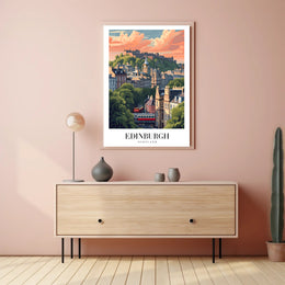 Edinburgh Cityscape Vintage Travel Poster PosterGoat