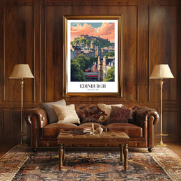 Edinburgh Cityscape Vintage Travel Poster PosterGoat