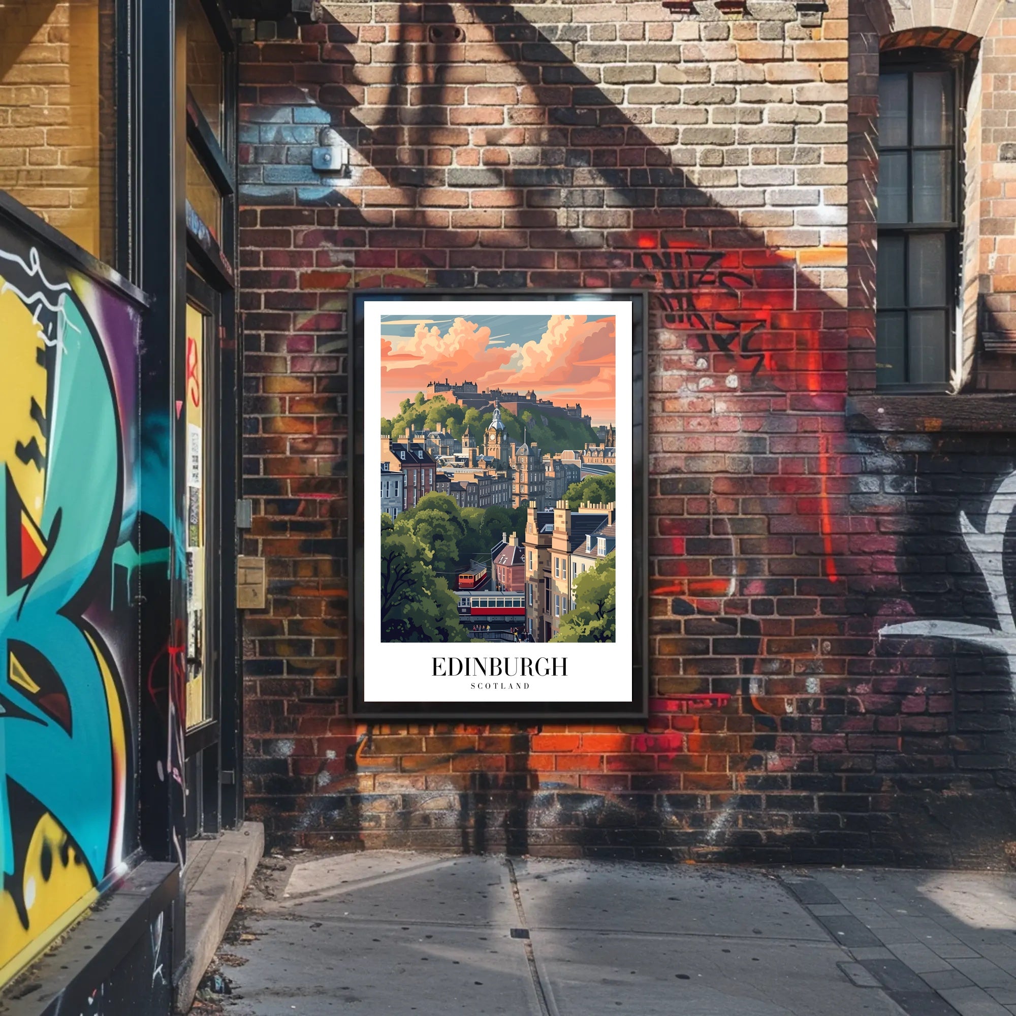 Edinburgh Cityscape Vintage Travel Poster PosterGoat