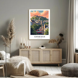 Edinburgh Cityscape Vintage Travel Poster PosterGoat