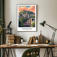 Edinburgh Cityscape Vintage Travel Poster PosterGoat