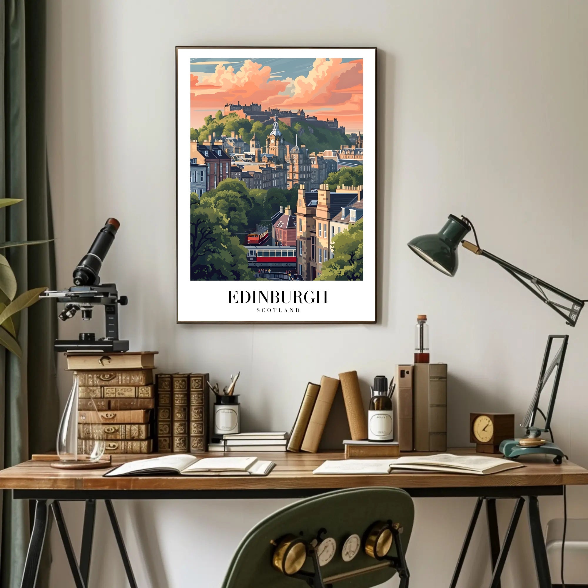 Edinburgh Cityscape Vintage Travel Poster PosterGoat