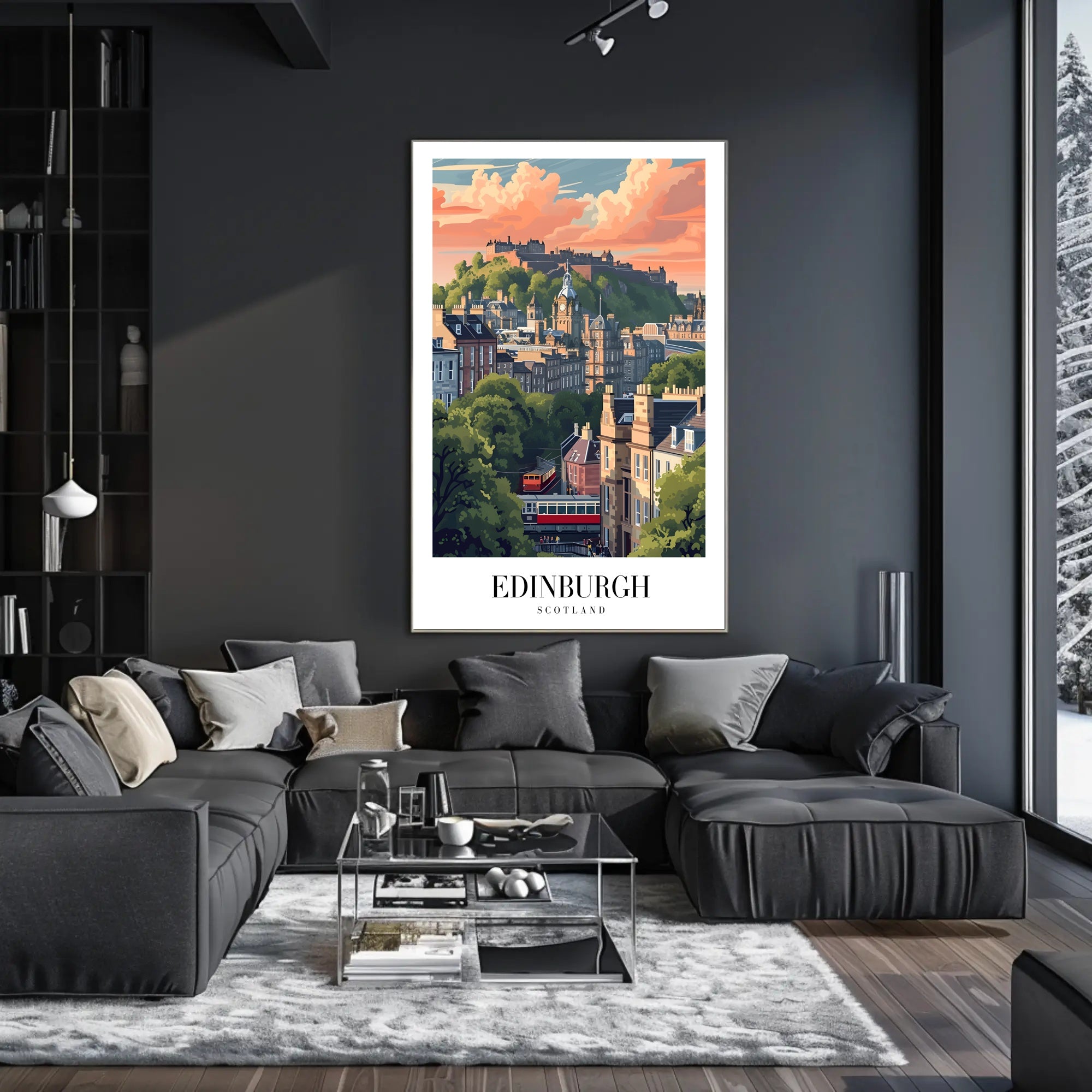 Edinburgh Cityscape Vintage Travel Poster PosterGoat