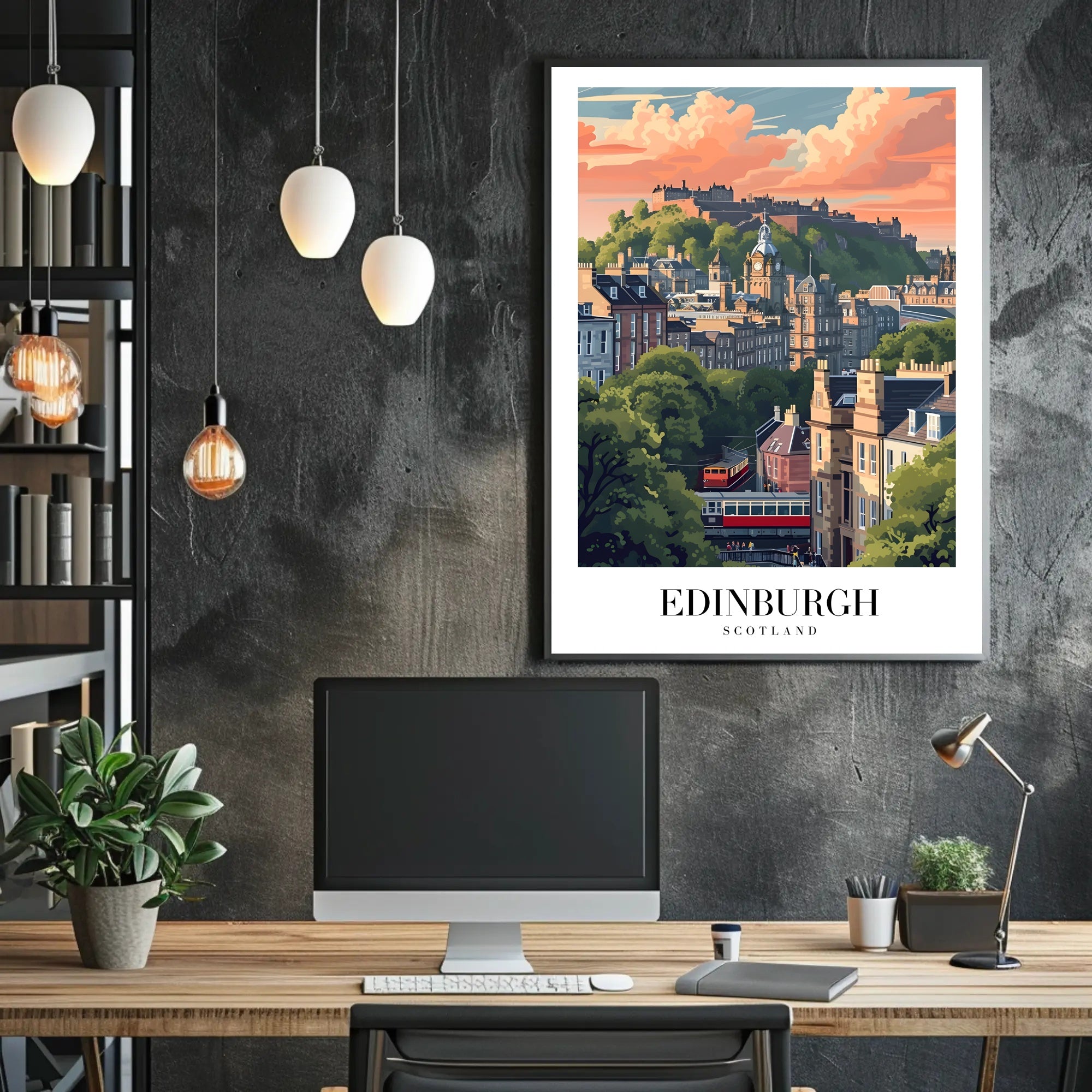 Edinburgh Cityscape Vintage Travel Poster PosterGoat
