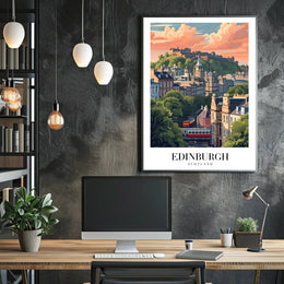 Edinburgh Cityscape Vintage Travel Poster PosterGoat