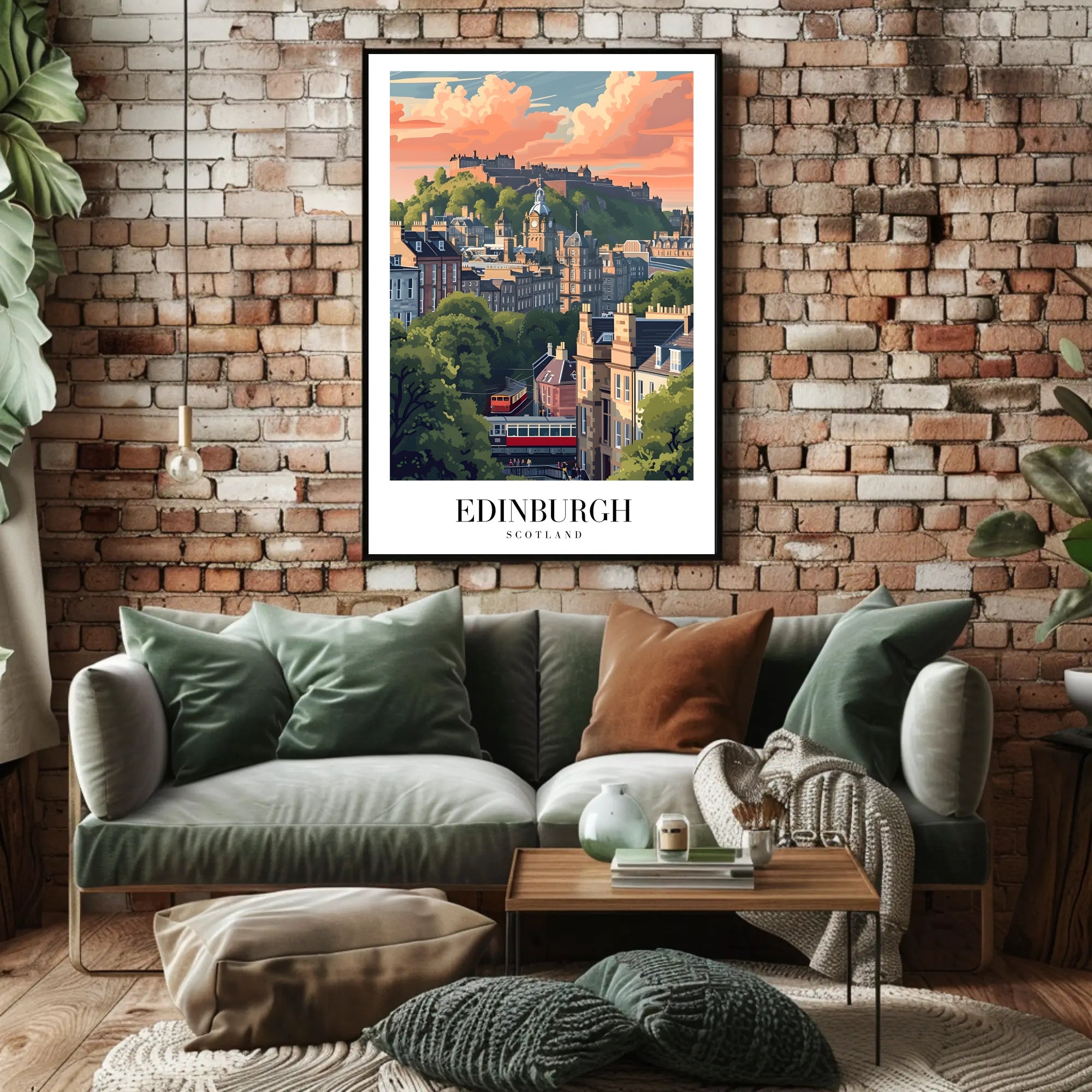 Edinburgh Cityscape Vintage Travel Poster PosterGoat