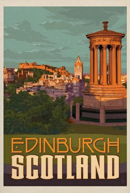 Edinburgh Iconic Landmark Vintage Travel Poster PosterGoat