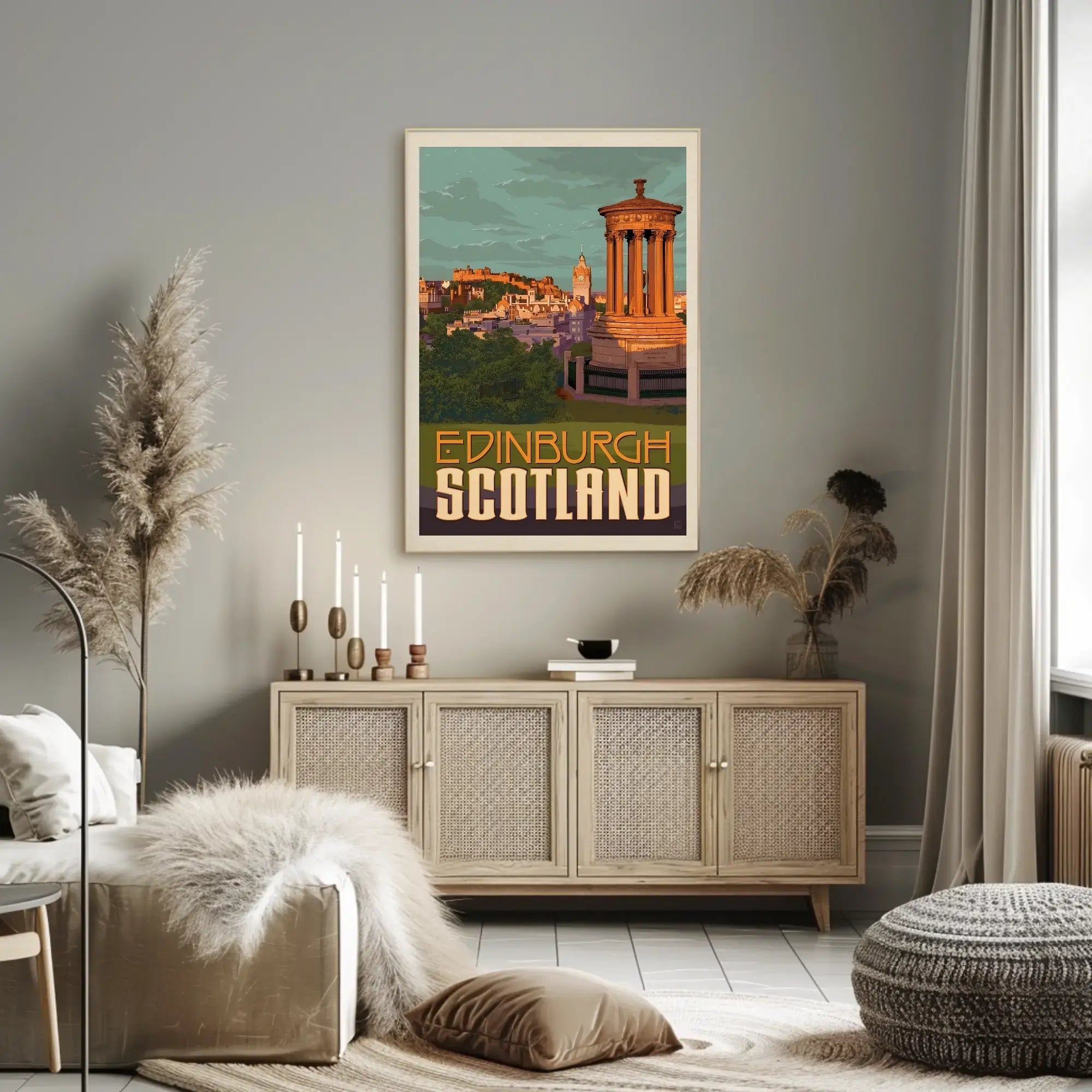 Edinburgh Iconic Landmark Vintage Travel Poster PosterGoat