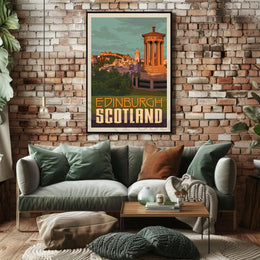 Edinburgh Iconic Landmark Vintage Travel Poster PosterGoat