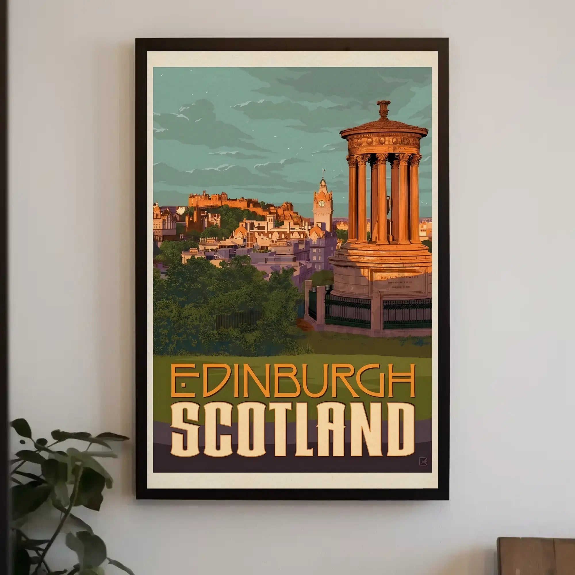 Edinburgh Iconic Landmark Vintage Travel Poster PosterGoat