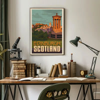 Edinburgh Iconic Landmark Vintage Travel Poster PosterGoat