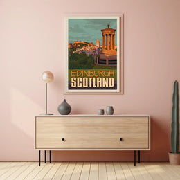 Edinburgh Iconic Landmark Vintage Travel Poster PosterGoat