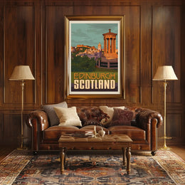 Edinburgh Iconic Landmark Vintage Travel Poster PosterGoat