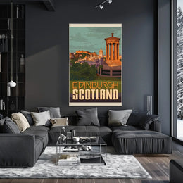 Edinburgh Iconic Landmark Vintage Travel Poster PosterGoat