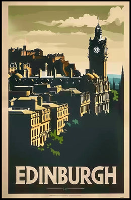 Edinburgh Iconic Skyline Vintage Travel Poster PosterGoat