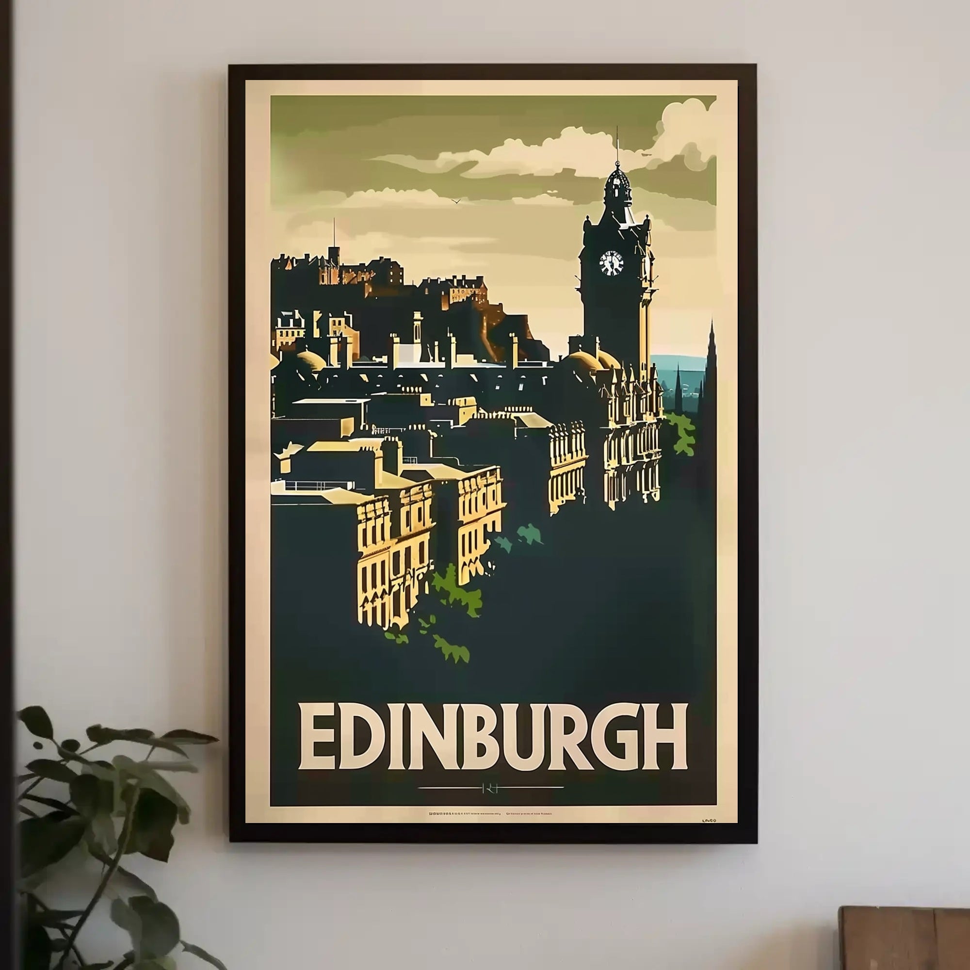 Edinburgh Iconic Skyline Vintage Travel Poster PosterGoat