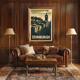 Edinburgh Iconic Skyline Vintage Travel Poster PosterGoat