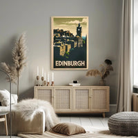 Edinburgh Iconic Skyline Vintage Travel Poster PosterGoat