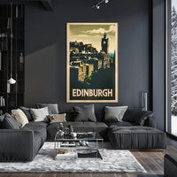 Edinburgh Iconic Skyline Vintage Travel Poster PosterGoat