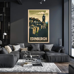 Edinburgh Iconic Skyline Vintage Travel Poster PosterGoat