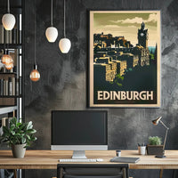 Edinburgh Iconic Skyline Vintage Travel Poster PosterGoat