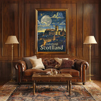 Edinburgh Under Starry Night Modern Urban Cityscape Poster PosterGoat