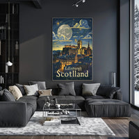 Edinburgh Under Starry Night Modern Urban Cityscape Poster PosterGoat
