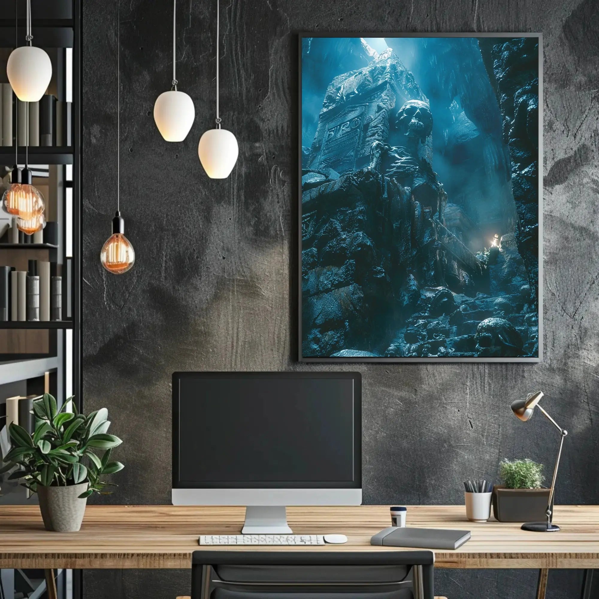 Eerie Cavern Adventure Cinematic Poster - Futuristic Sci-Fi Poster PosterGoat