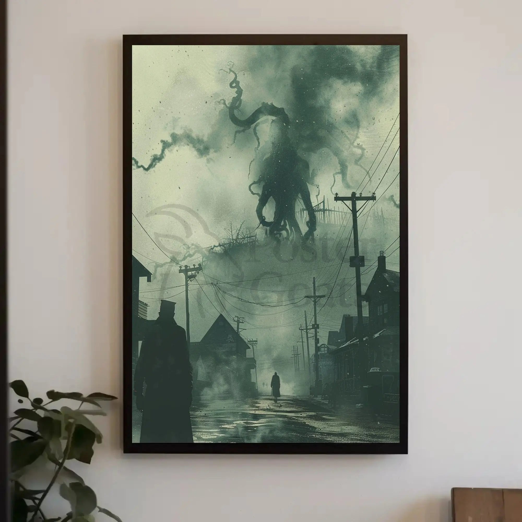 Eerie Tentacled Creature Invades Vintage Horror Art Poster PosterGoat