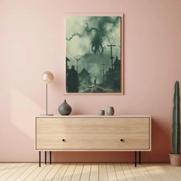 Eerie Tentacled Creature Invades Vintage Horror Art Poster PosterGoat