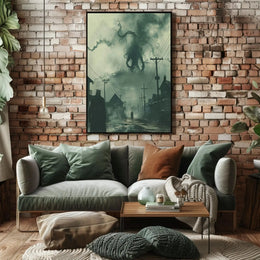 Eerie Tentacled Creature Invades Vintage Horror Art Poster PosterGoat