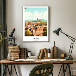 Eger Hungary Aerial View Modern Travel Poster PosterGoat