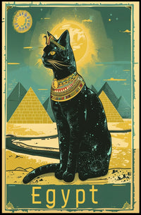 Egyptian Cat and Pyramids, Fantasy or Mythology Poster PosterGoat