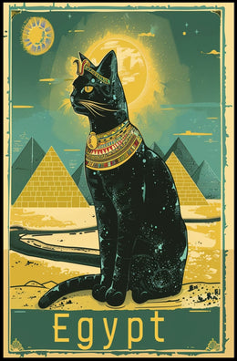 Egyptian Cat and Pyramids, Fantasy or Mythology Poster PosterGoat