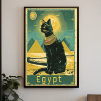Egyptian Cat and Pyramids, Fantasy or Mythology Poster PosterGoat