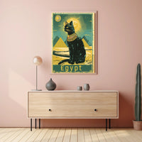 Egyptian Cat and Pyramids, Fantasy or Mythology Poster PosterGoat
