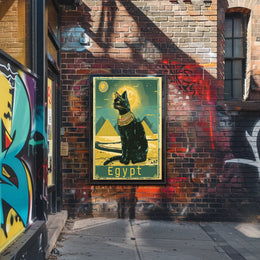 Egyptian Cat and Pyramids, Fantasy or Mythology Poster PosterGoat