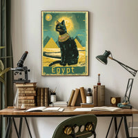 Egyptian Cat and Pyramids, Fantasy or Mythology Poster PosterGoat