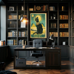 Egyptian Cat and Pyramids, Fantasy or Mythology Poster PosterGoat